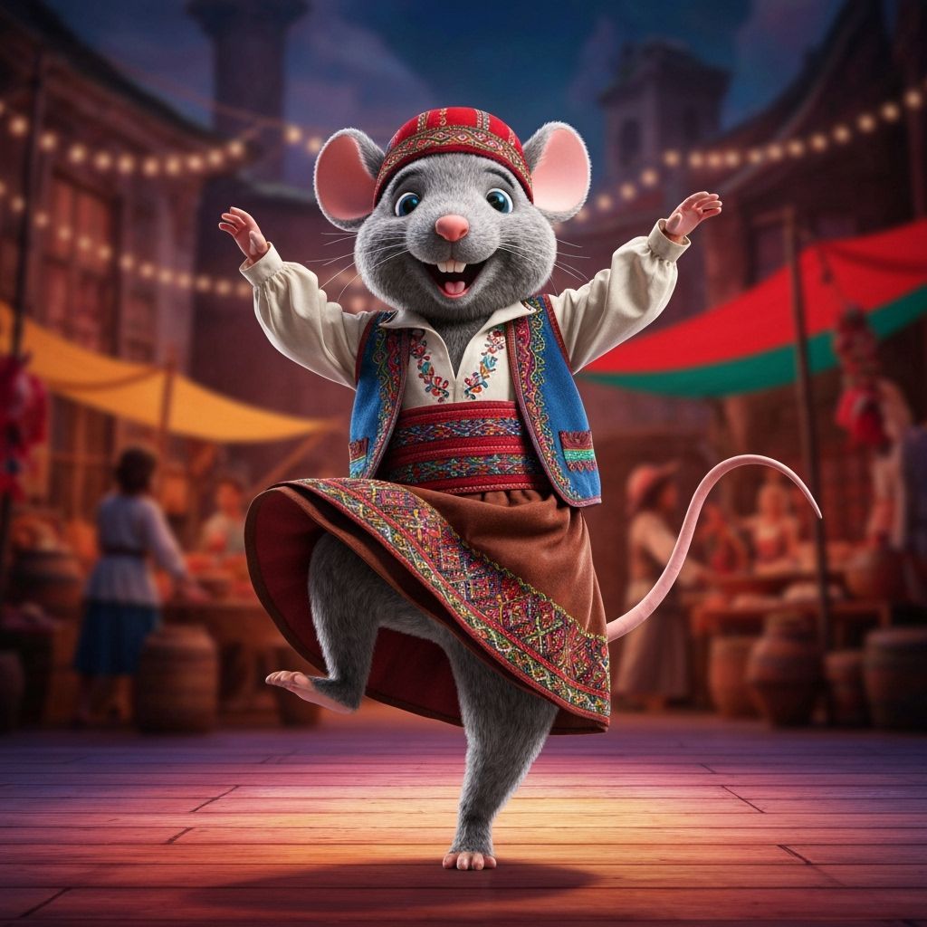Joyful Mouse Dances in Gypsy Market