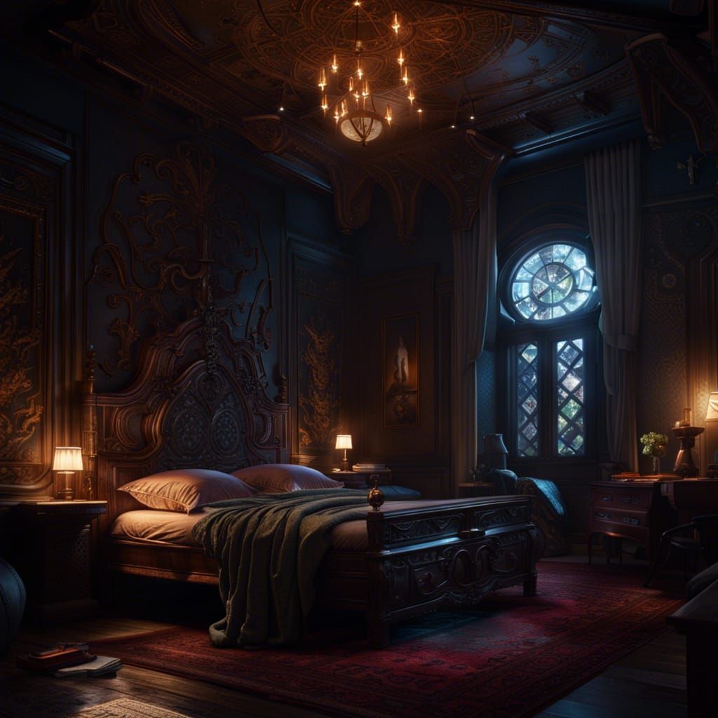 Dark Fantasy Dream Bedroom Concept Art