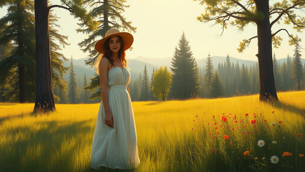 Tranquil Landscape Oil Painting in 19th-Century Style