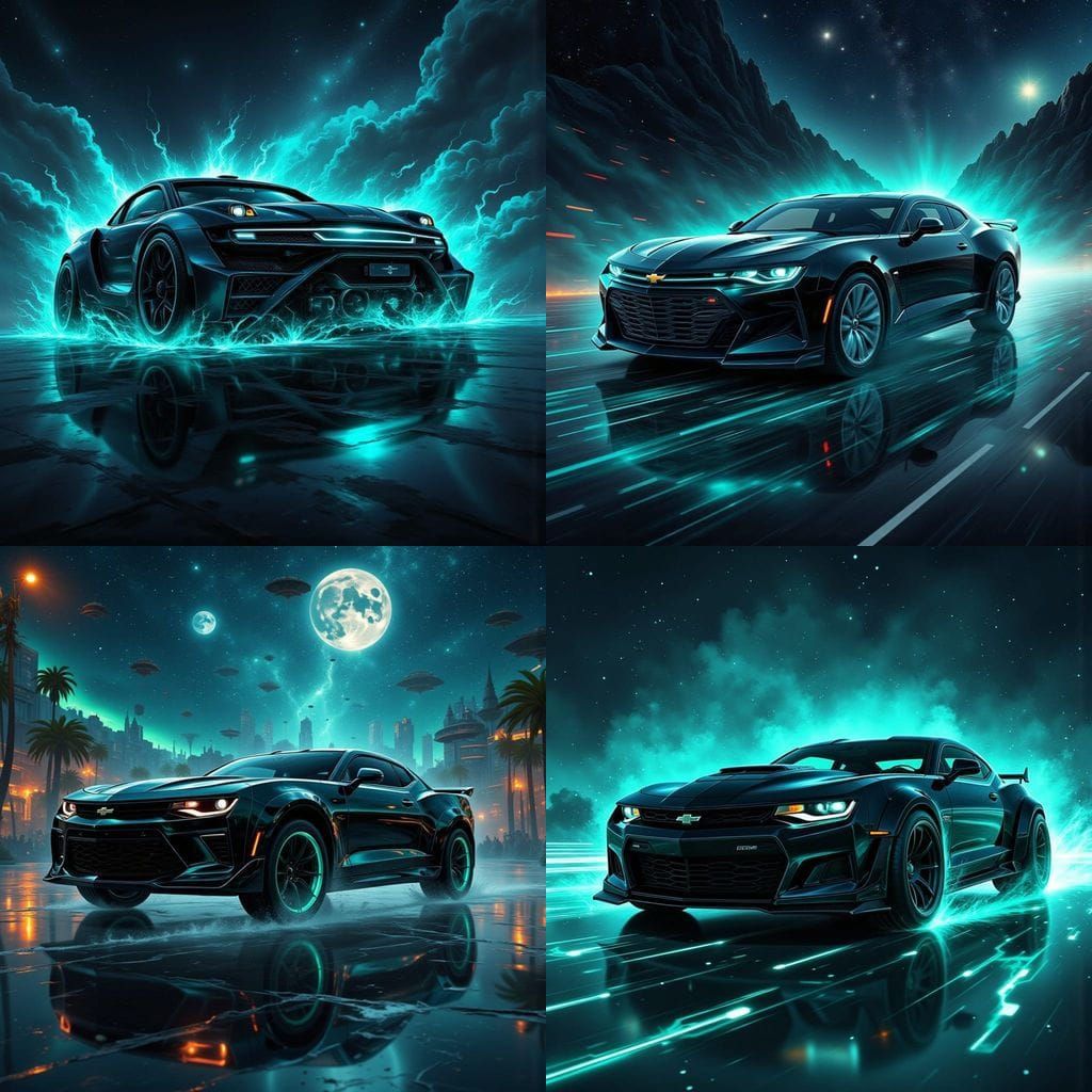 Hovering Camaro in Cosmic Style for Magazine Cover