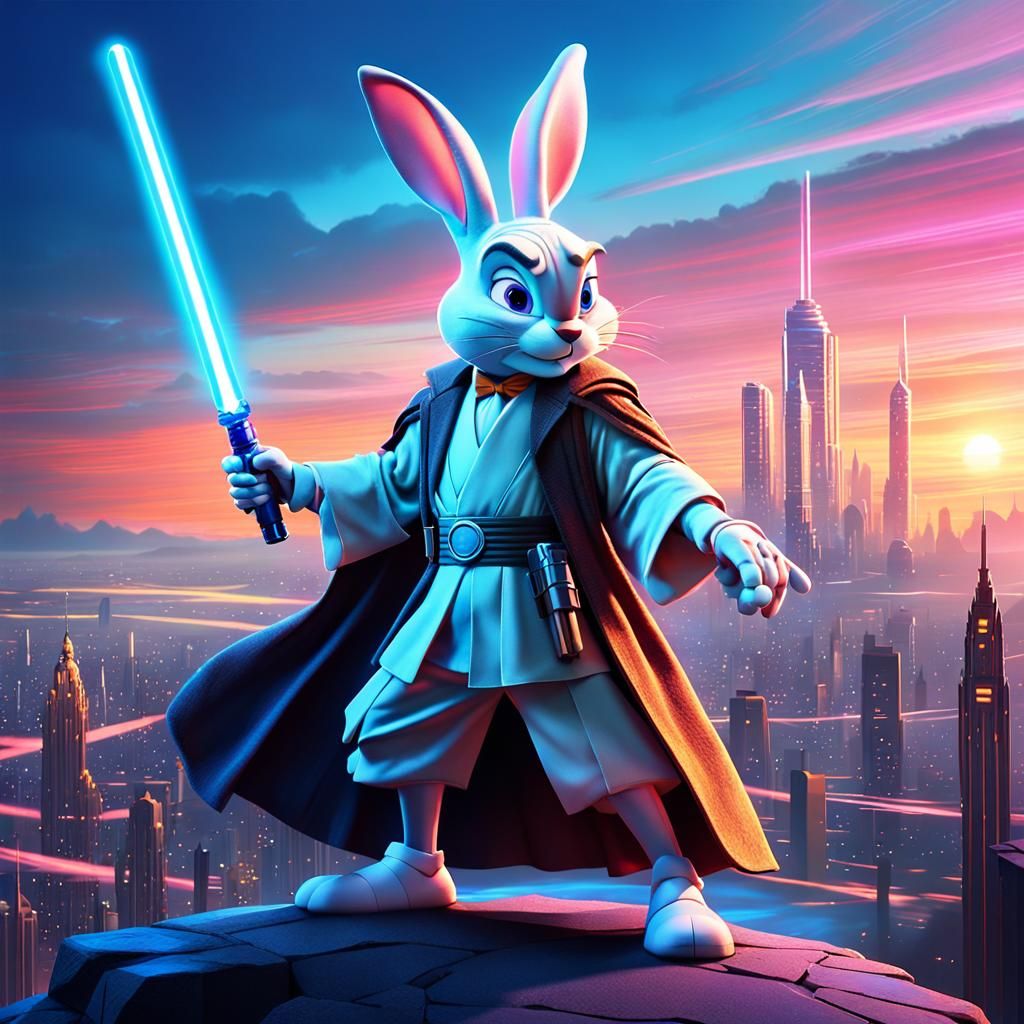 Roger Rabbit as Jedi Knight in Pixar Style