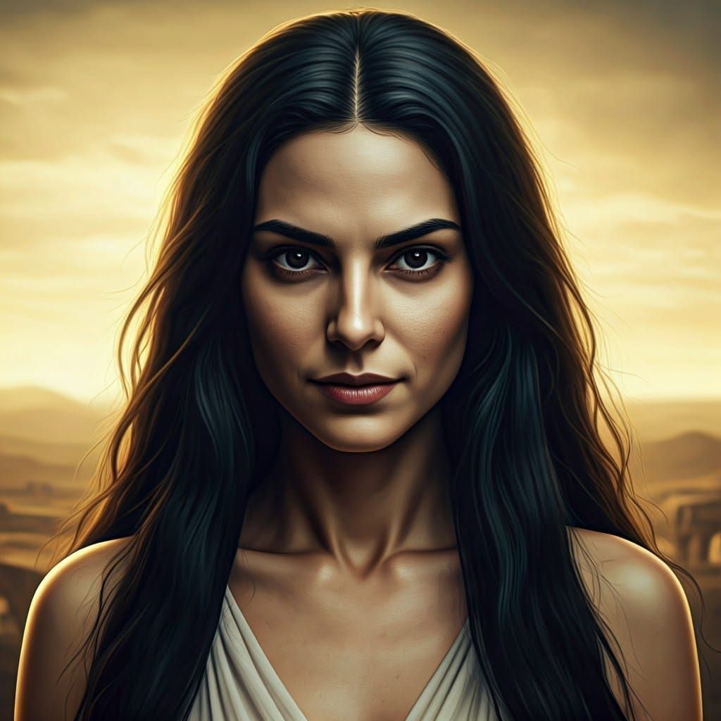 Ancient Greek Witch-Queen with Piercing Eyes