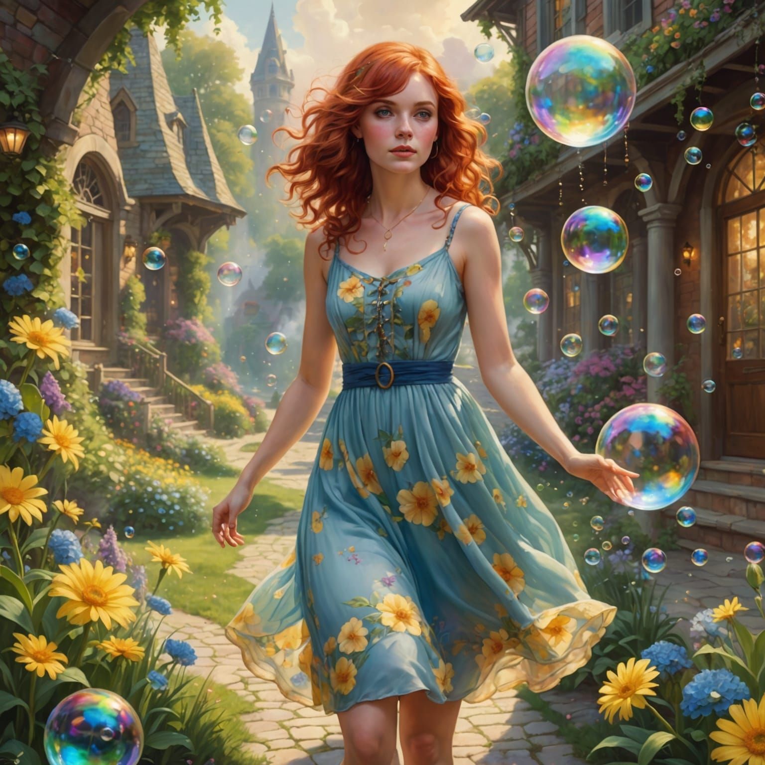 Woman in Bubble, Ethereal Fantasy Style