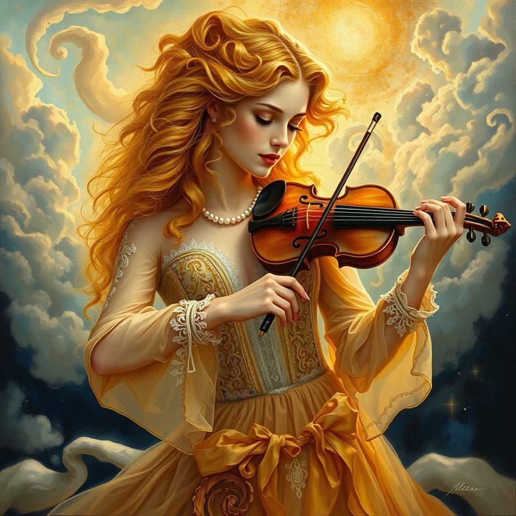 Golden Goddess of Whispers in Dreamlike Splendor