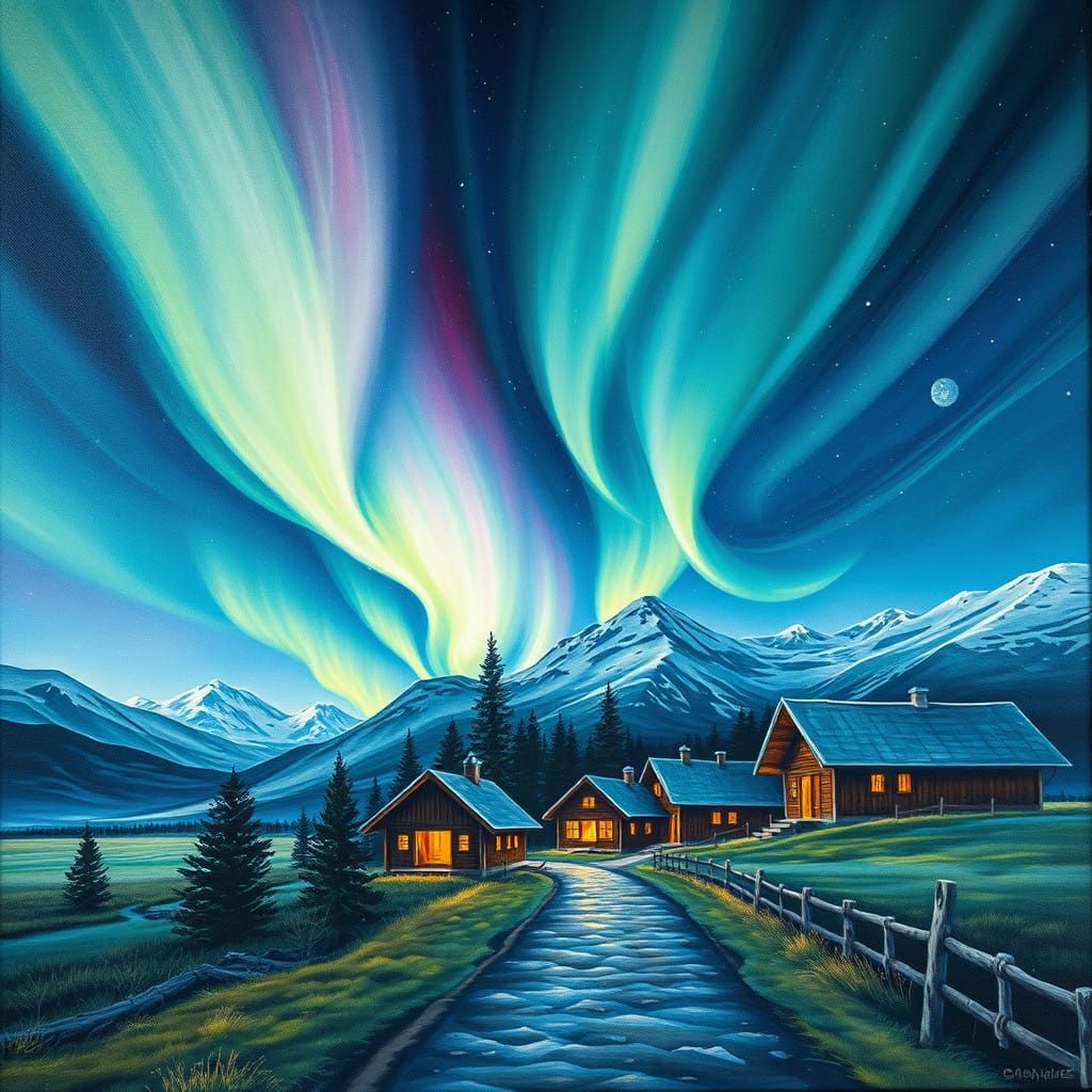 Vibrant Scandinavian Aurora in Epic Impressionist Style