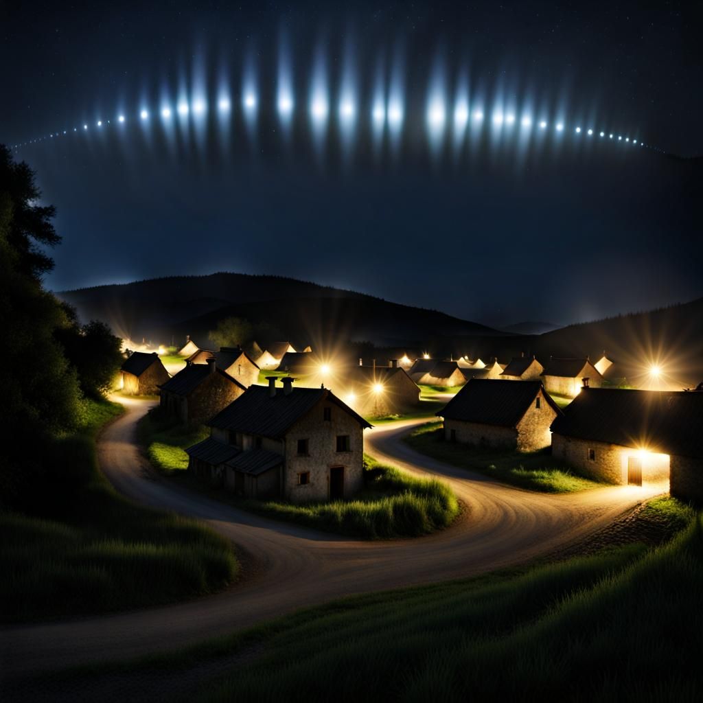 Eerie Lights Hover Over Quiet Village