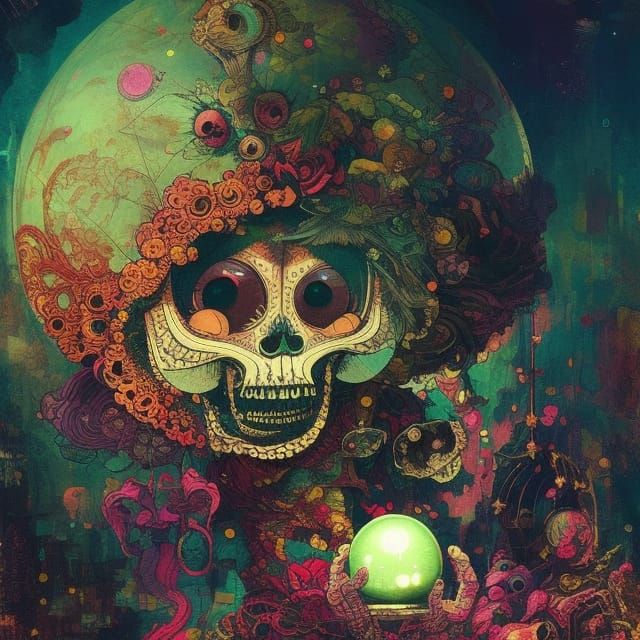 Chibi Monster Skeleton Fortune Teller Portrait