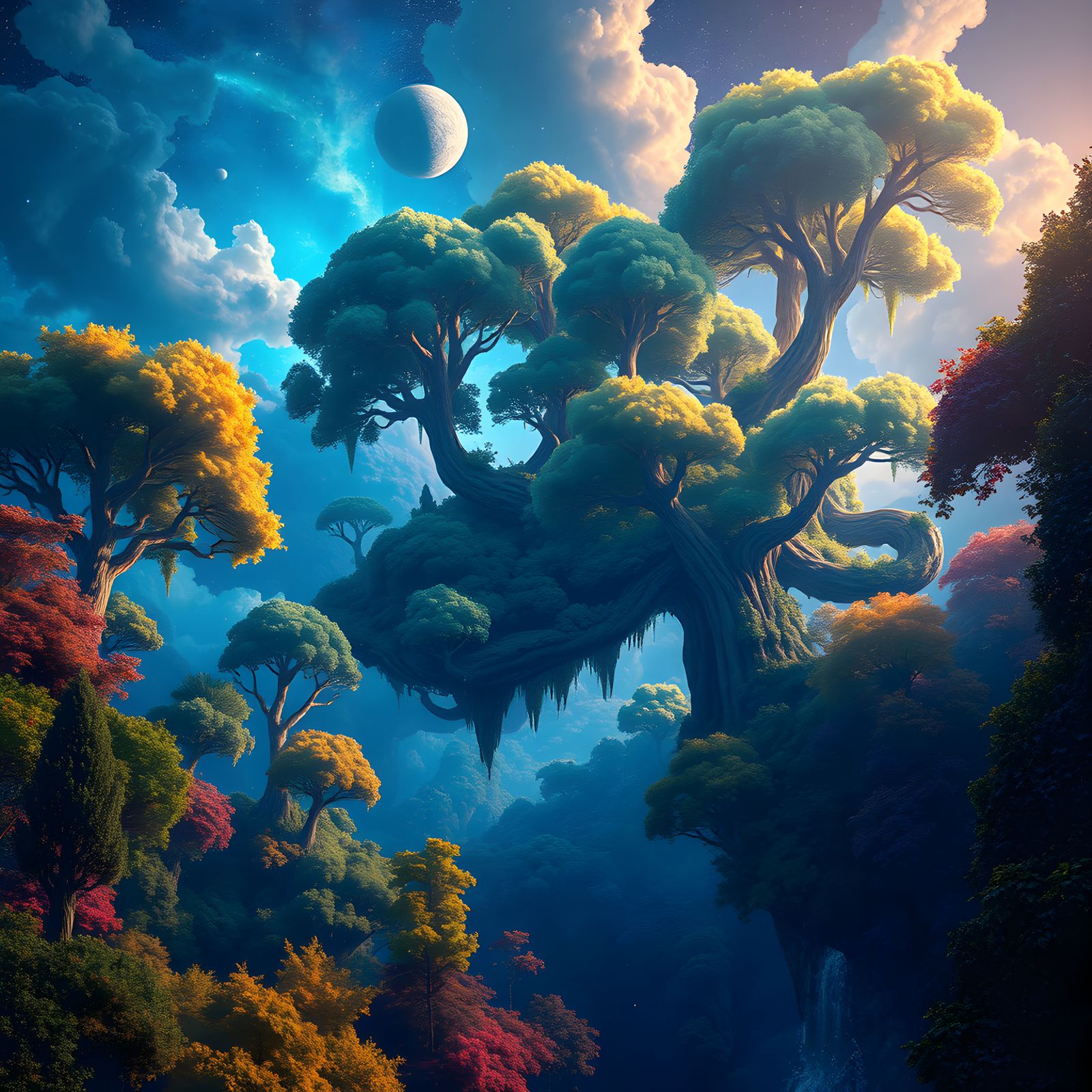 Deep Space Sky Forest: Detailed Fantasy Art