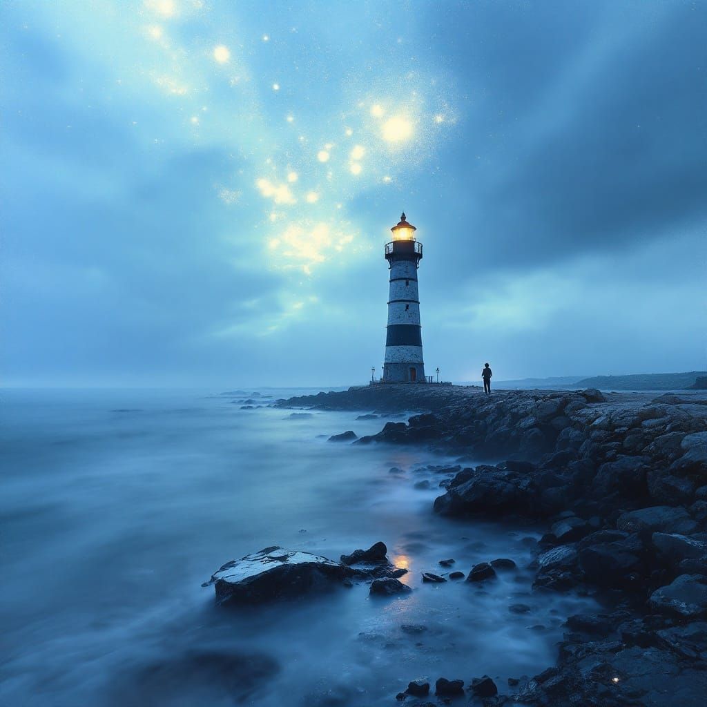 Misty Lighthouse at Dawn