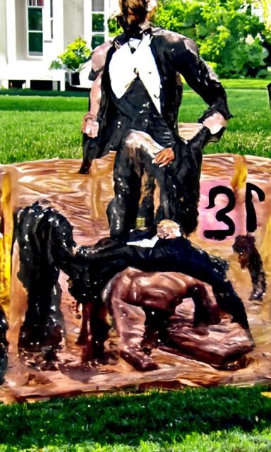 Lincoln and Davis Mud Wrestling: An Oil Painting