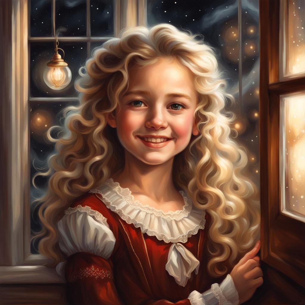 Victorian Christmas Cute Girl