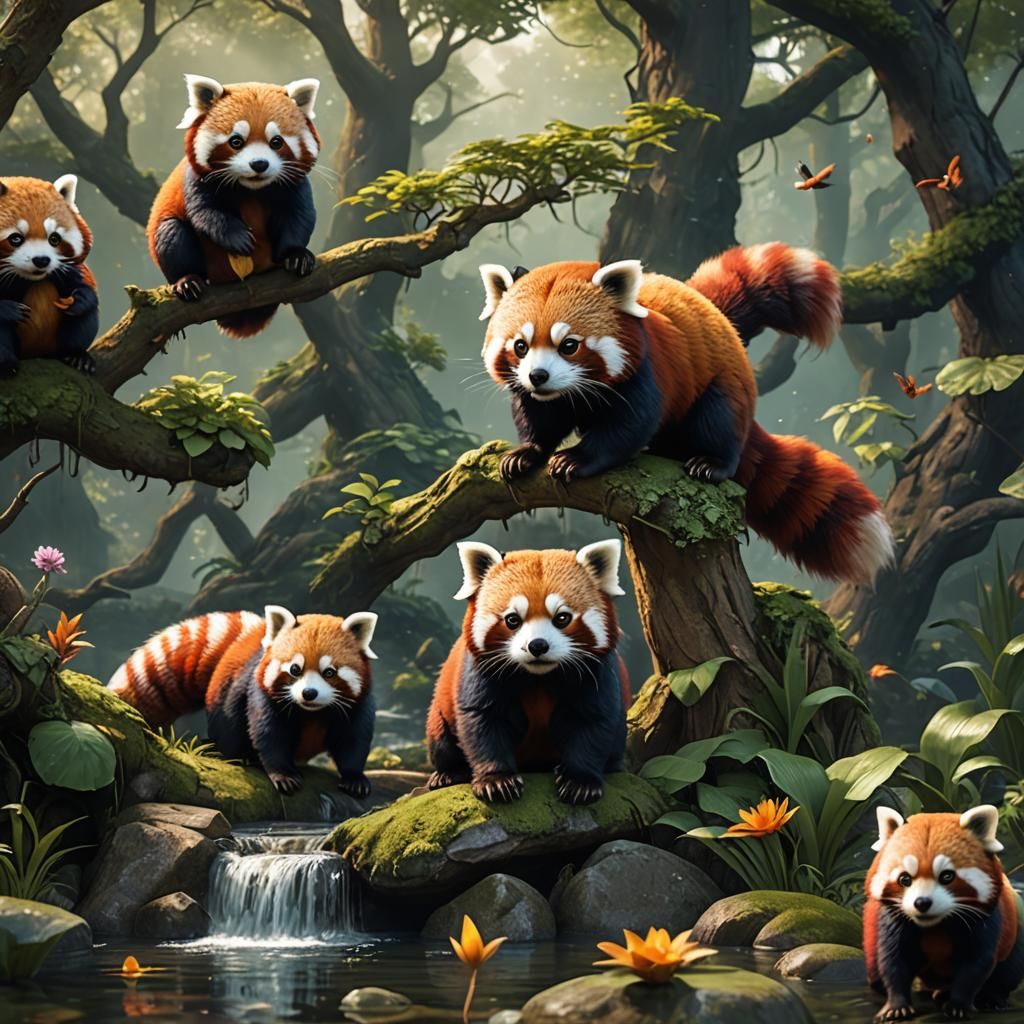 Red Panda Duck Hybrid in Detailed Matte Painting