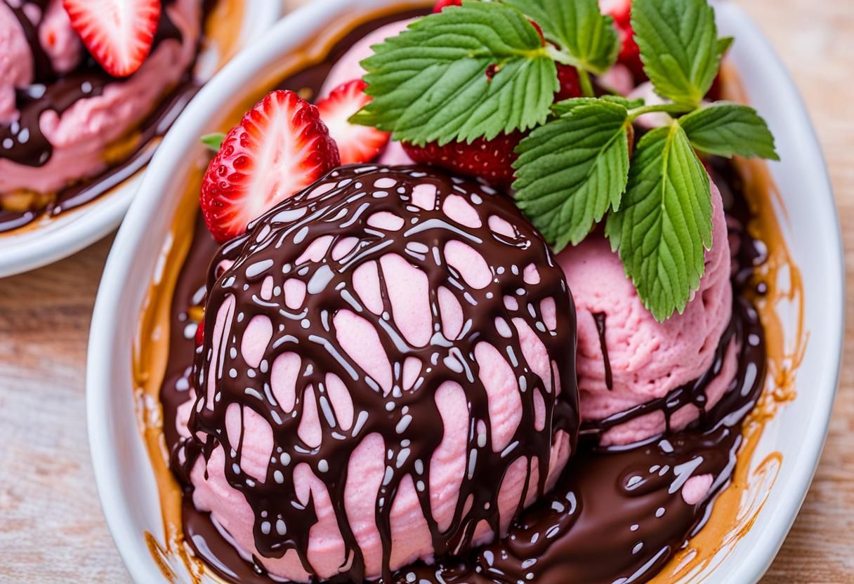 Strawberry Chocolate Ice Cream Food Photography