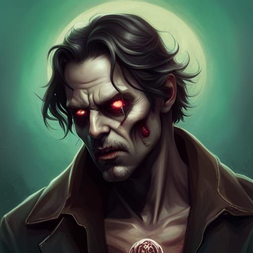 zombie with skull surrounded by fog, head and shoulders portrait, 8k resolution concept art portrait by Greg Rutkowski, ...