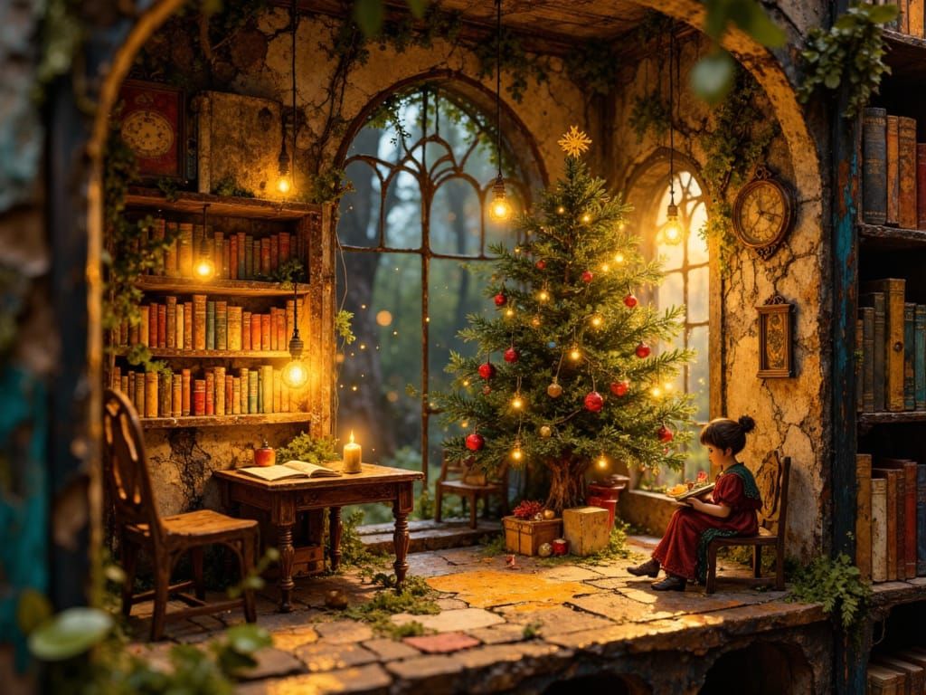 Enchanting Miniature Victorian Library Book Nook