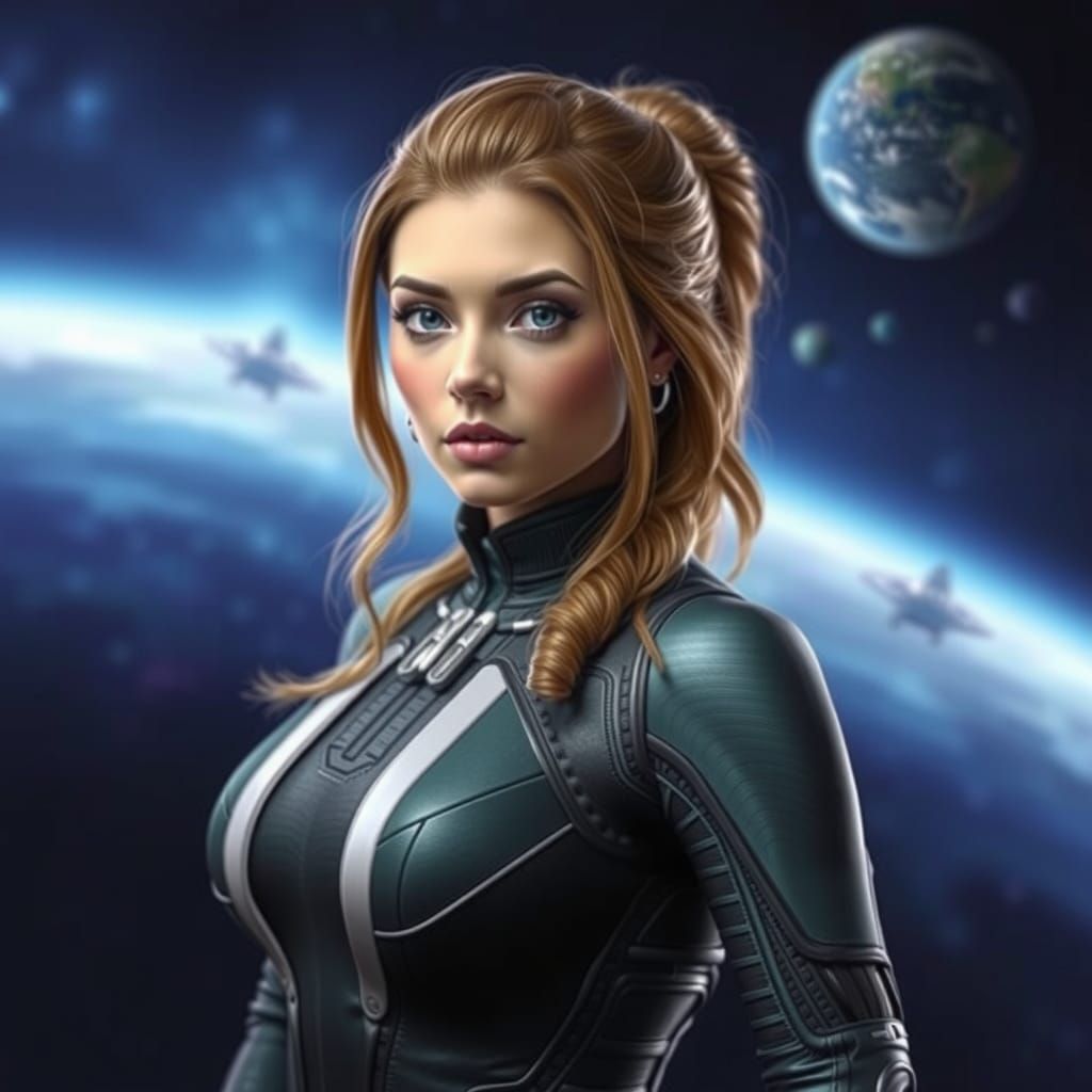 Beautiful Woman in Sci-Fi Space Portrait