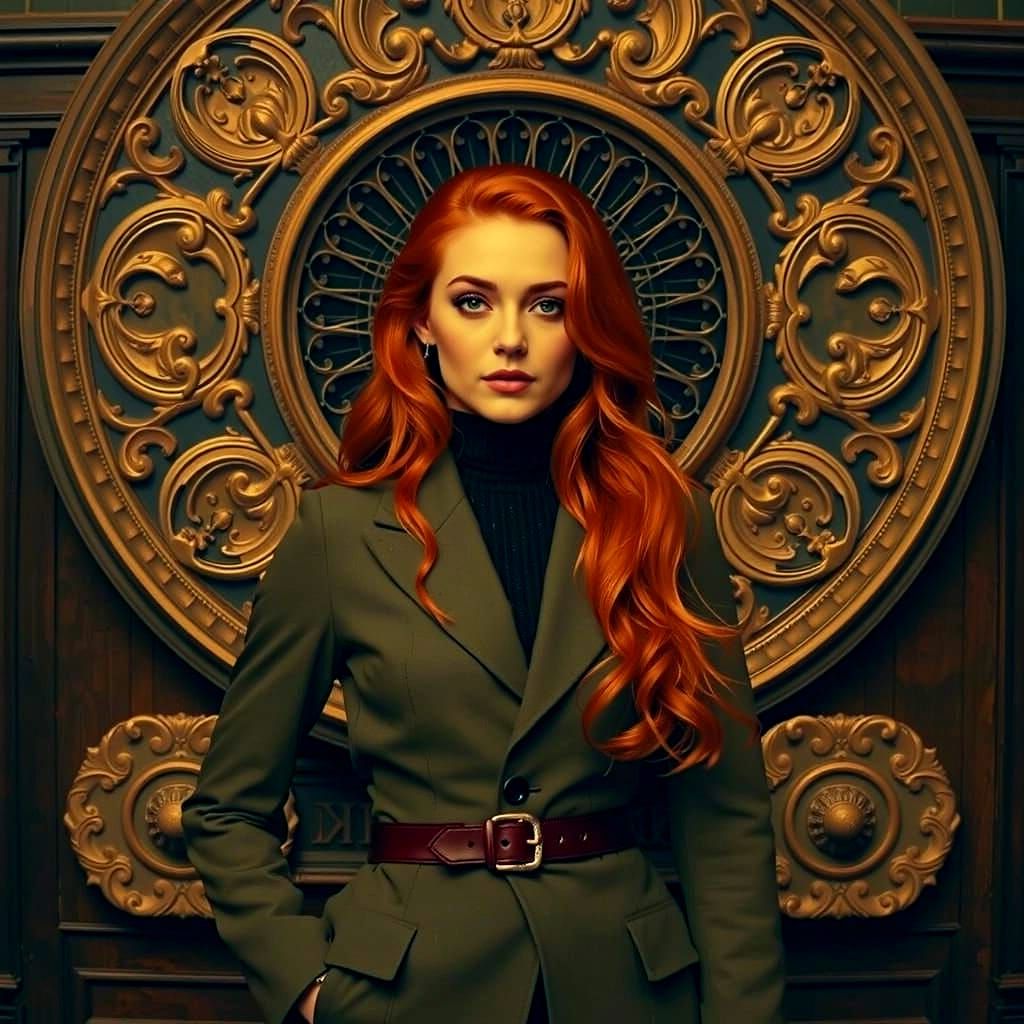 Confident Ginger Woman in Golden Sunlight