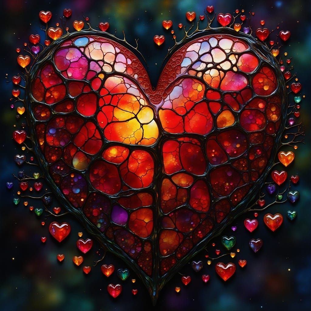 Surreal Crimson Heart Jigsaw in Dark Ethereal Space