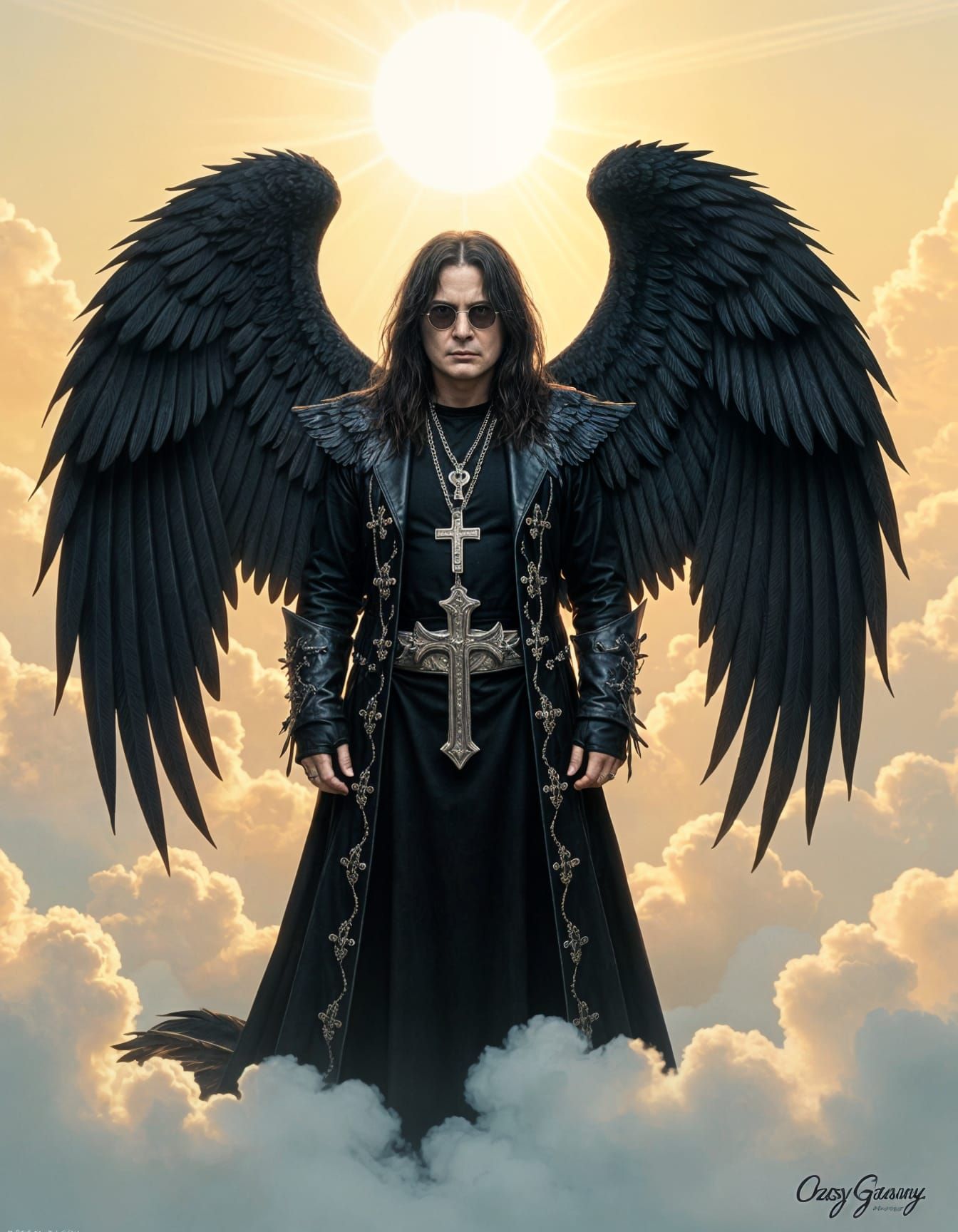 Ozzy Osbourne with Wings in Atmospheric Lighting