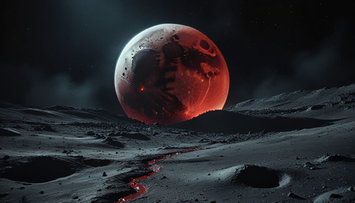 Blood Moon in Dark Fantasy Style, Cinematic Still