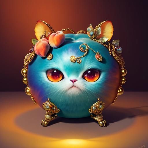Bejeweled Surreal Cat in Ornate Style