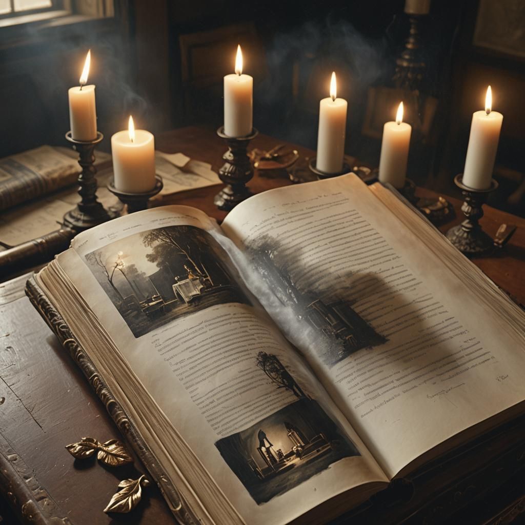 Ornate Book on Table in Wyeth Style