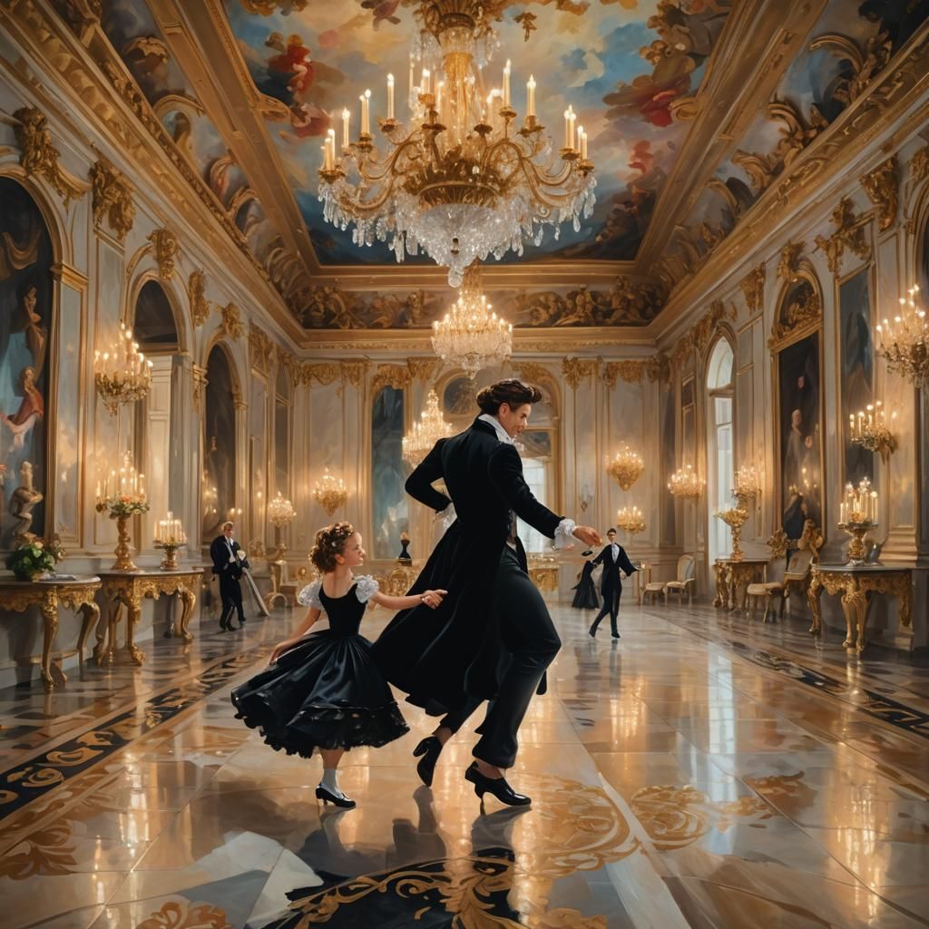Rococo Painting of Ballroom Dance with Prince