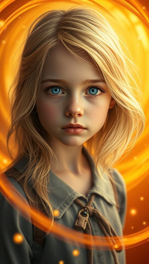 Dreamlike Portrait of a Blonde Schoolgirl in Warm Tones