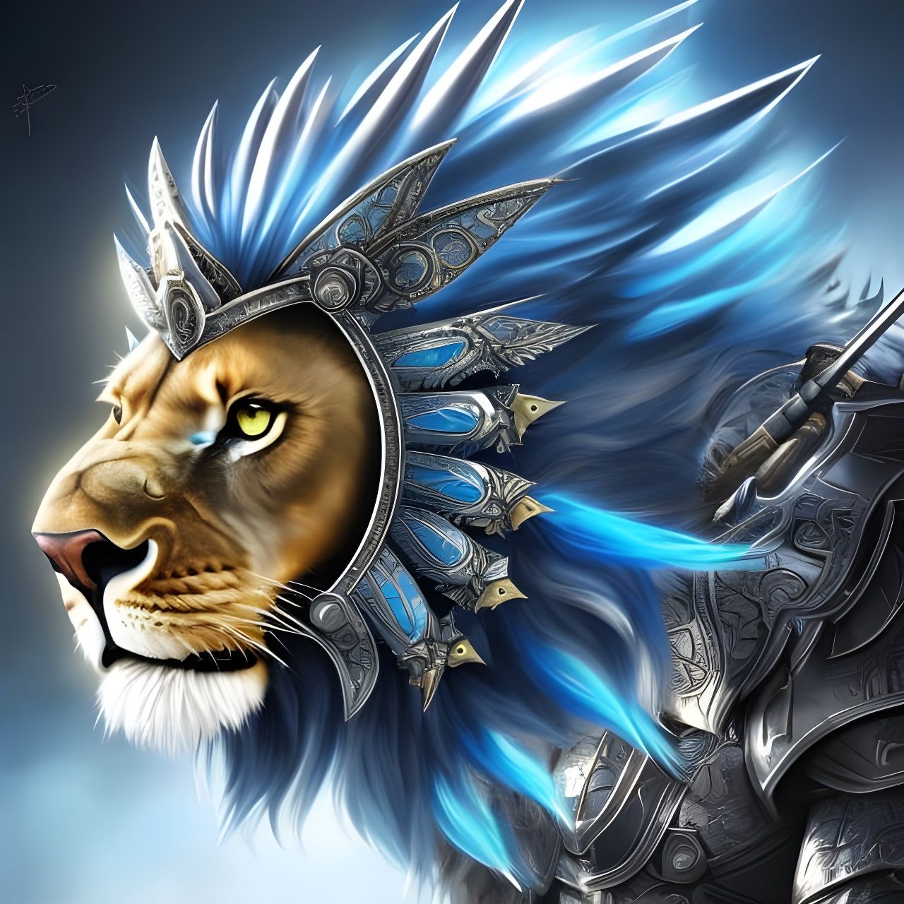Blue Aztec Lion God