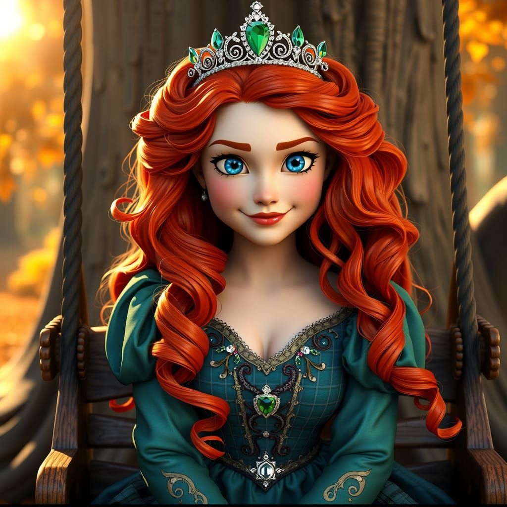 Princess Merida in Autumn Ballgown on Swing
