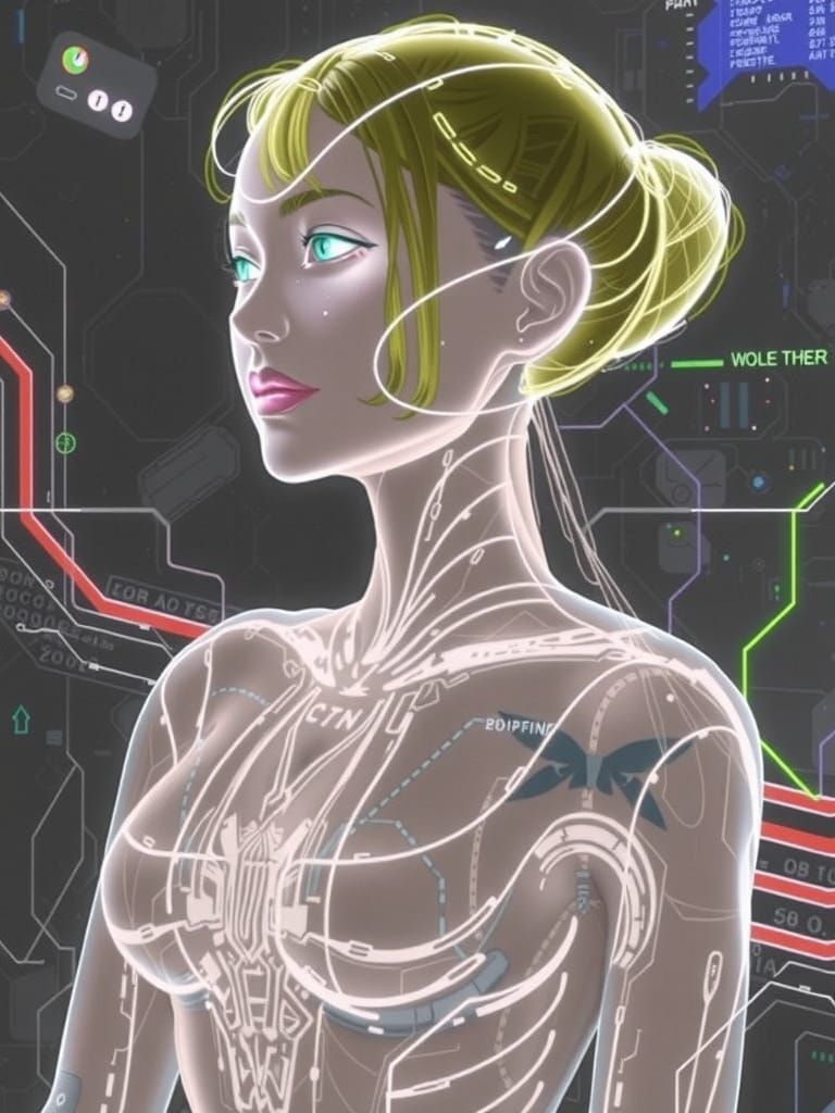 Hyper-Realistic Futuristic Hologram in Sci-Fi Comic Art Styl...