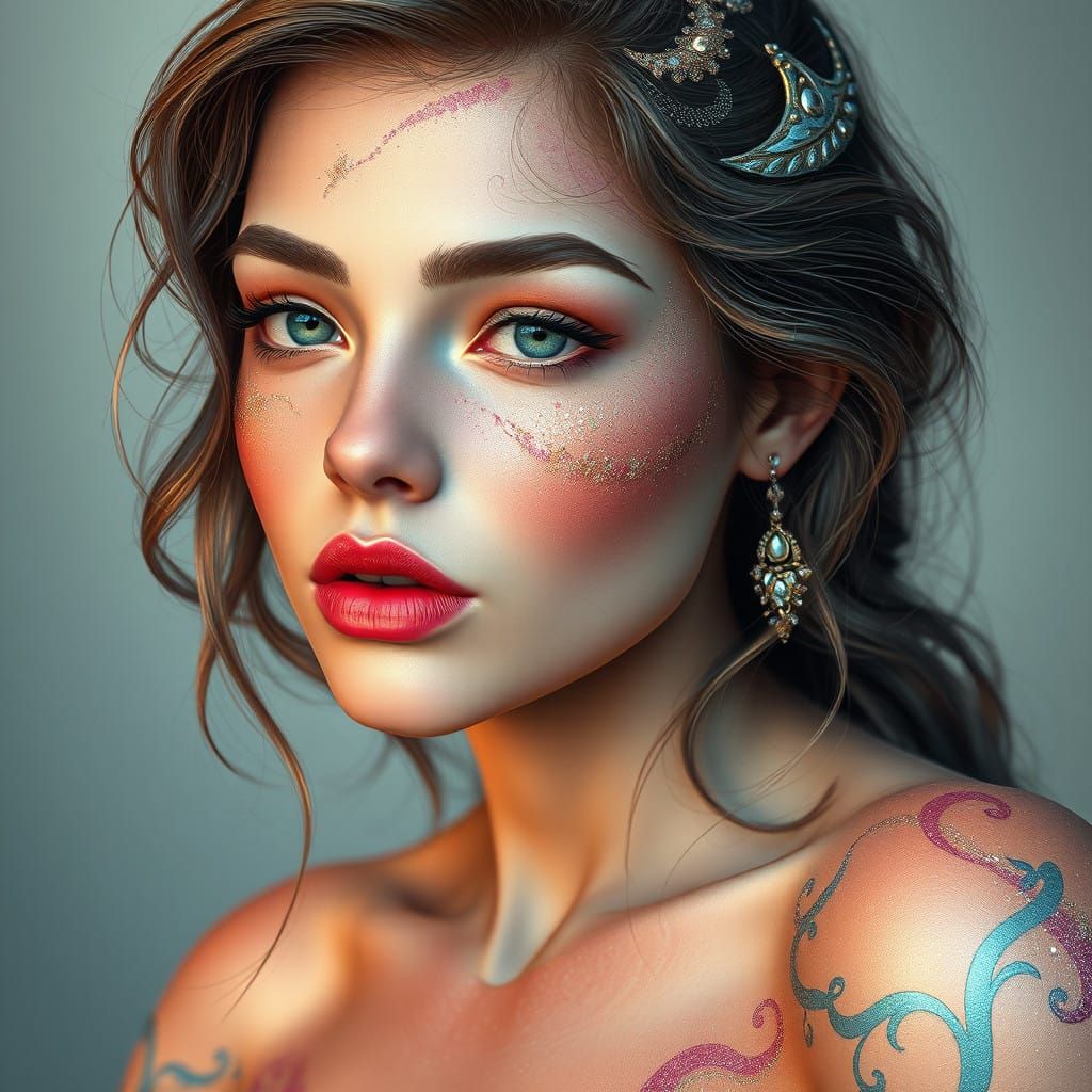 Stunning Pastel Portrait in Whimsical Art Nouveau Style