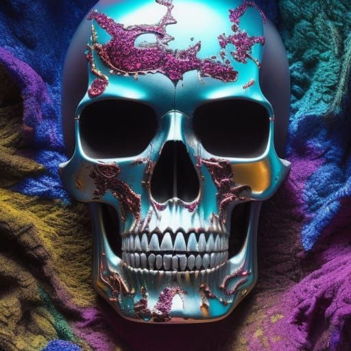 Hyperrealistic Zombie Boy Skull in Candy Art Style