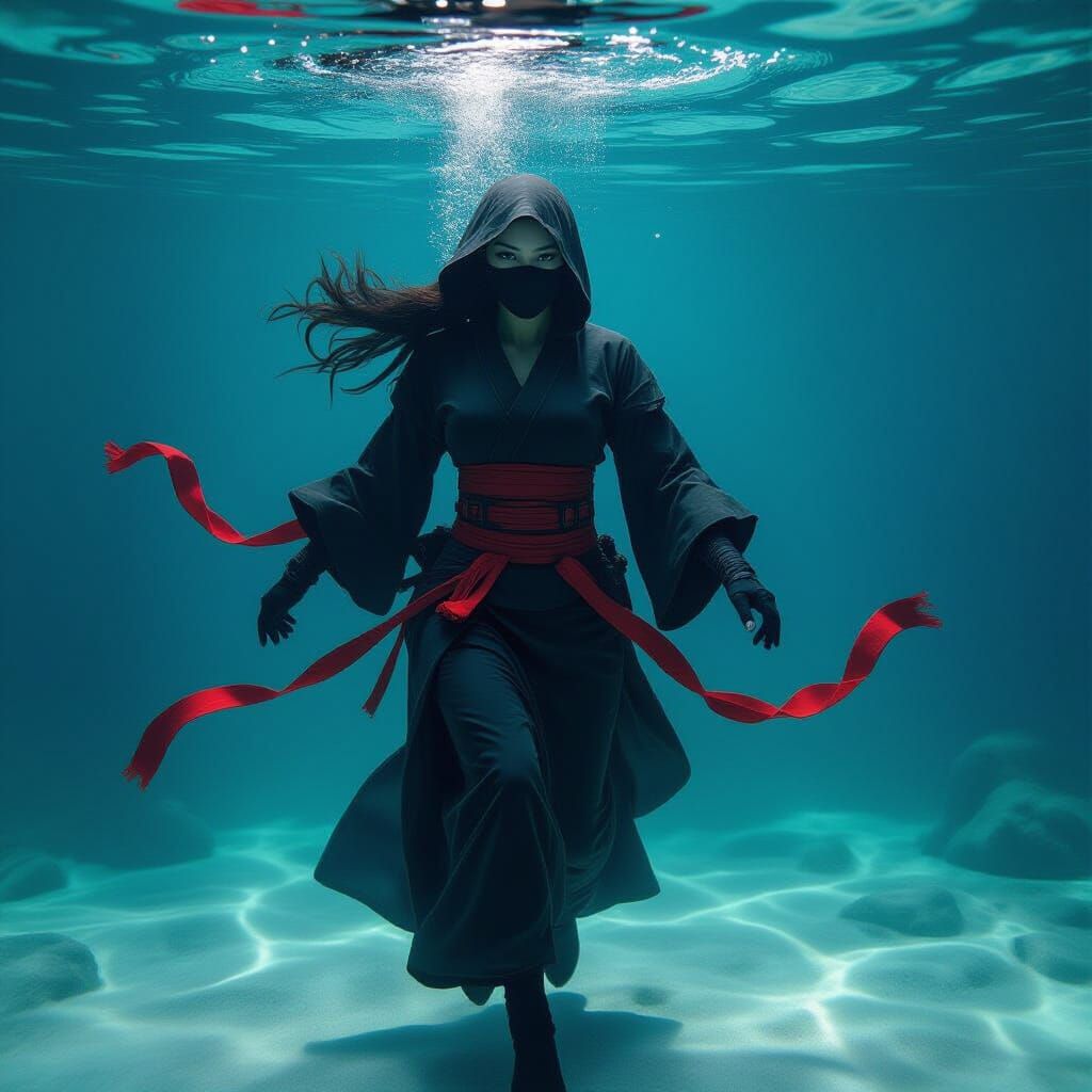 Underwater Ninja: Phantom Assassin in Flowing Robes