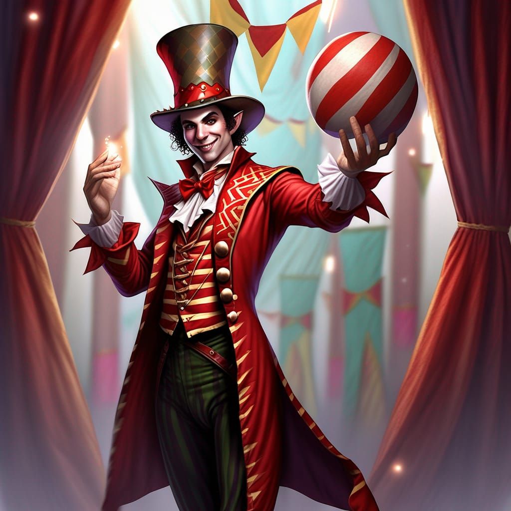 Half-Elf Ringmaster in Dungeons & Dragons Cover Art