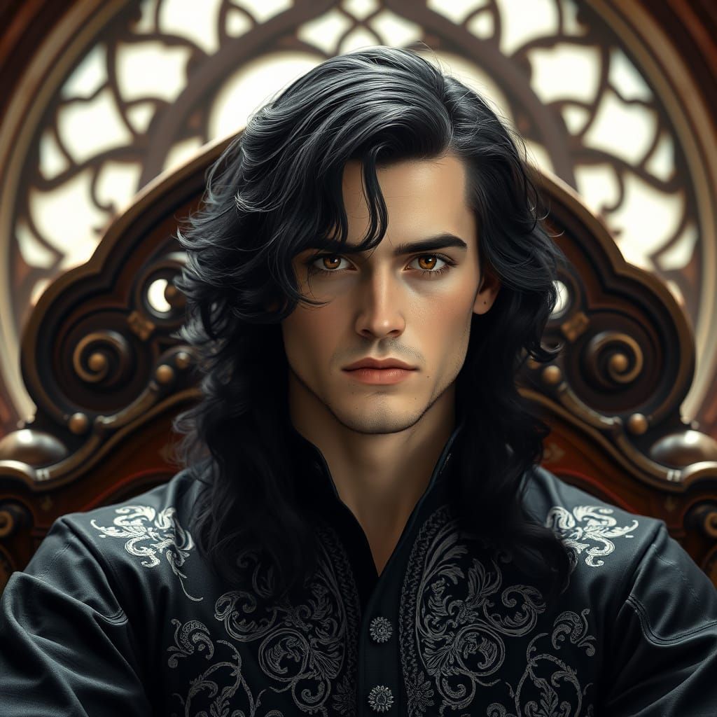 Throne Portrait in Hyperrealistic Art Nouveau Style