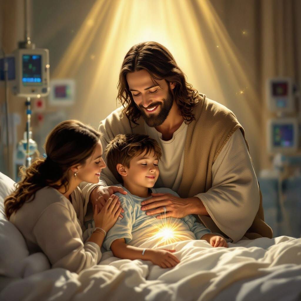 Jesus Healing a Young Boy in Hospital, Divine Light