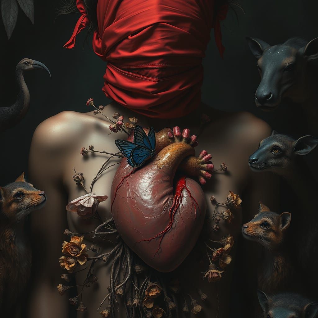 Anatomical Heart Grows from Figure Entangled in Roots