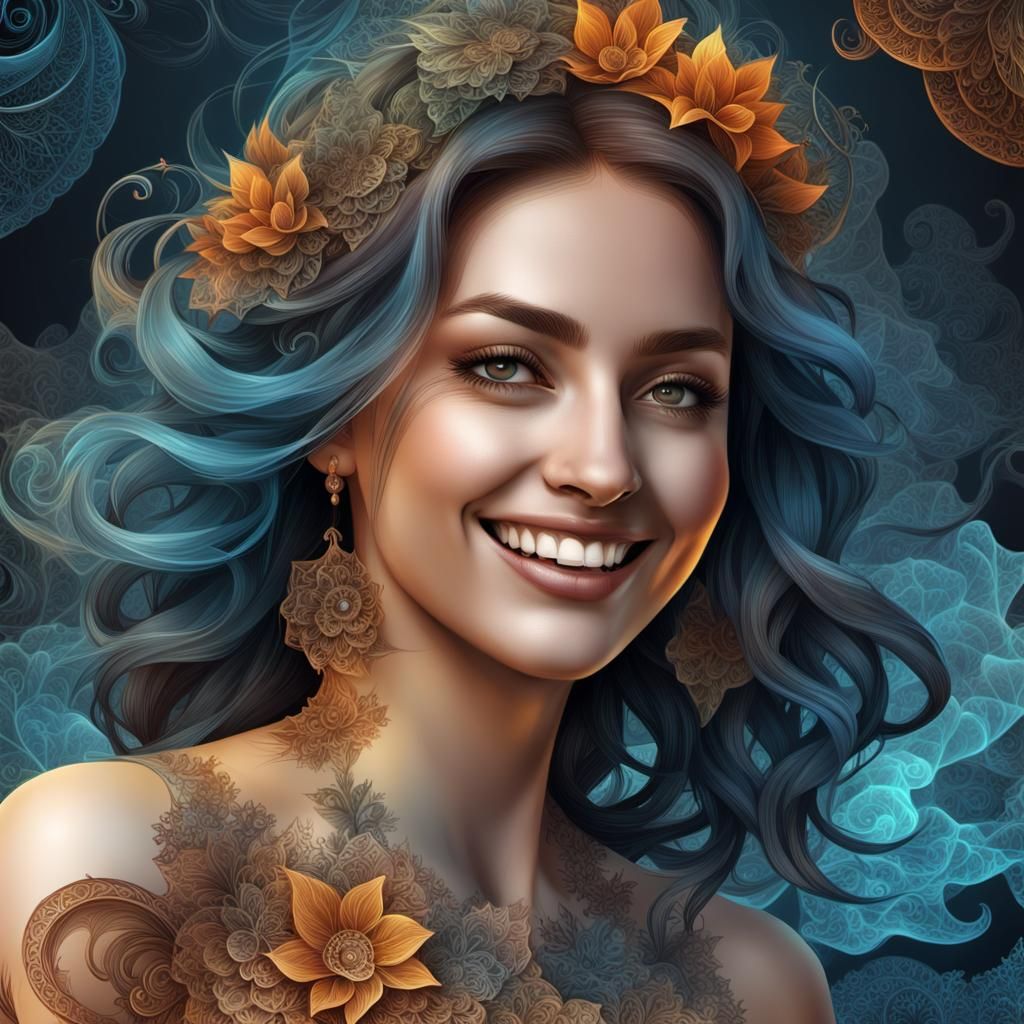 Smiling Mediterranean Girl in Realistic Digital Art