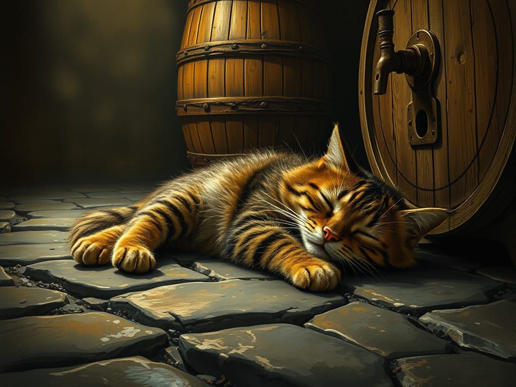 Surreal Cat in Whimsical, Golden Lighting