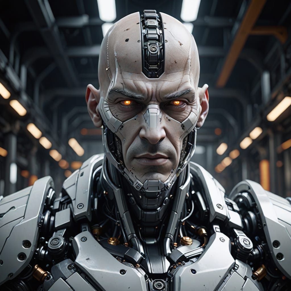 Muscular Sci-Fi Warrior with Mech Details