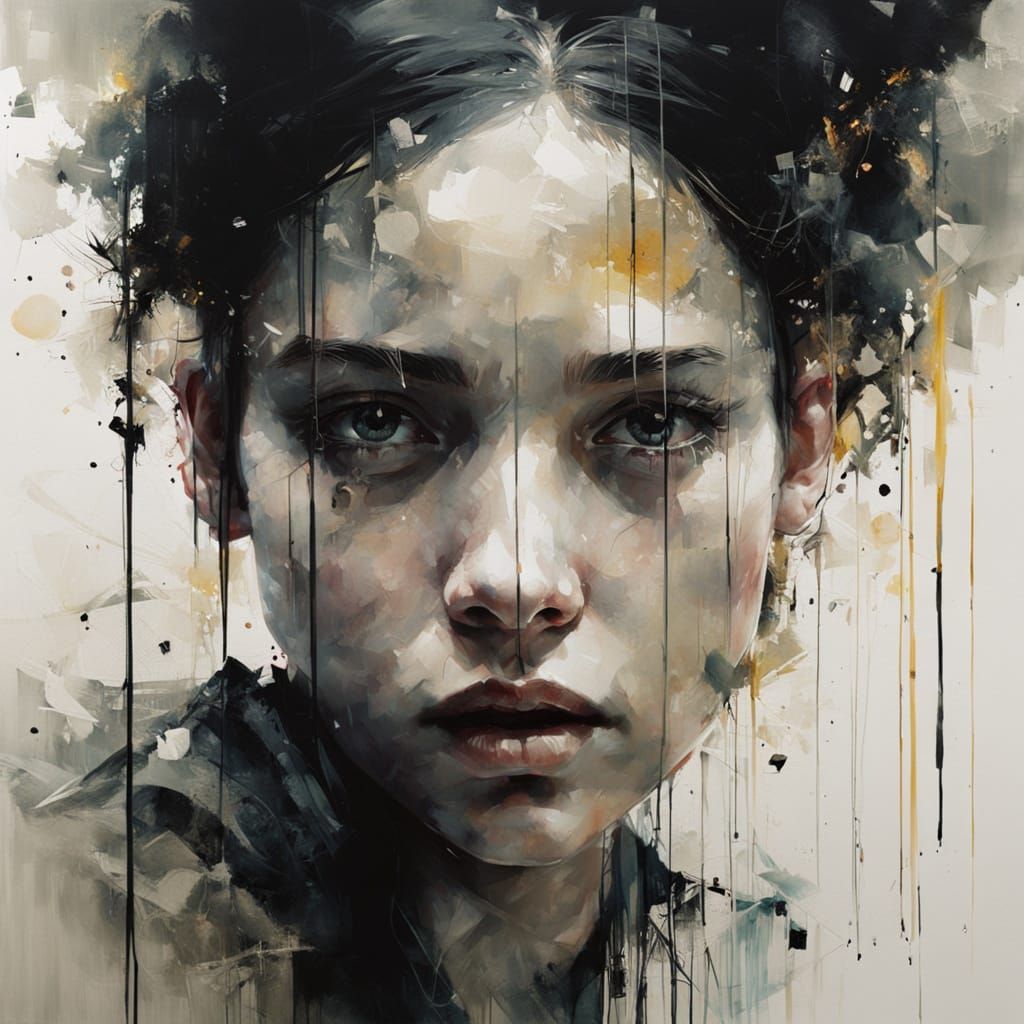 Ethereal Female Portrait in Mixed Media