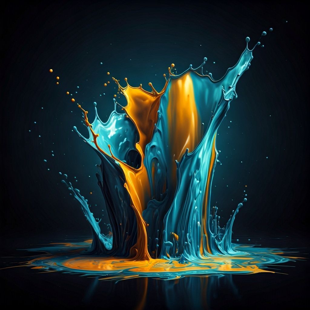 Starry Night Sky Paint Spill in Splash Art Style