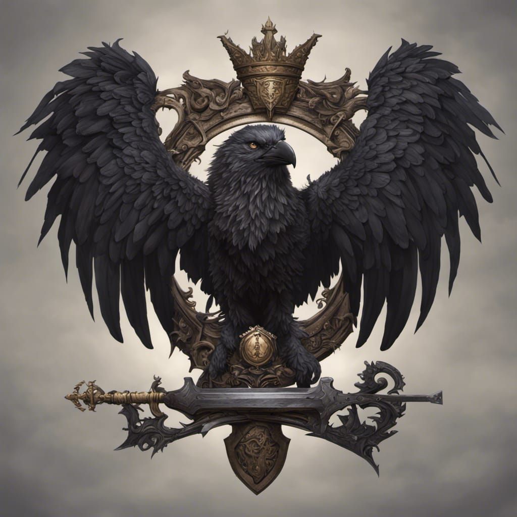 Raven, Wolf, and Sword Coat of Arms