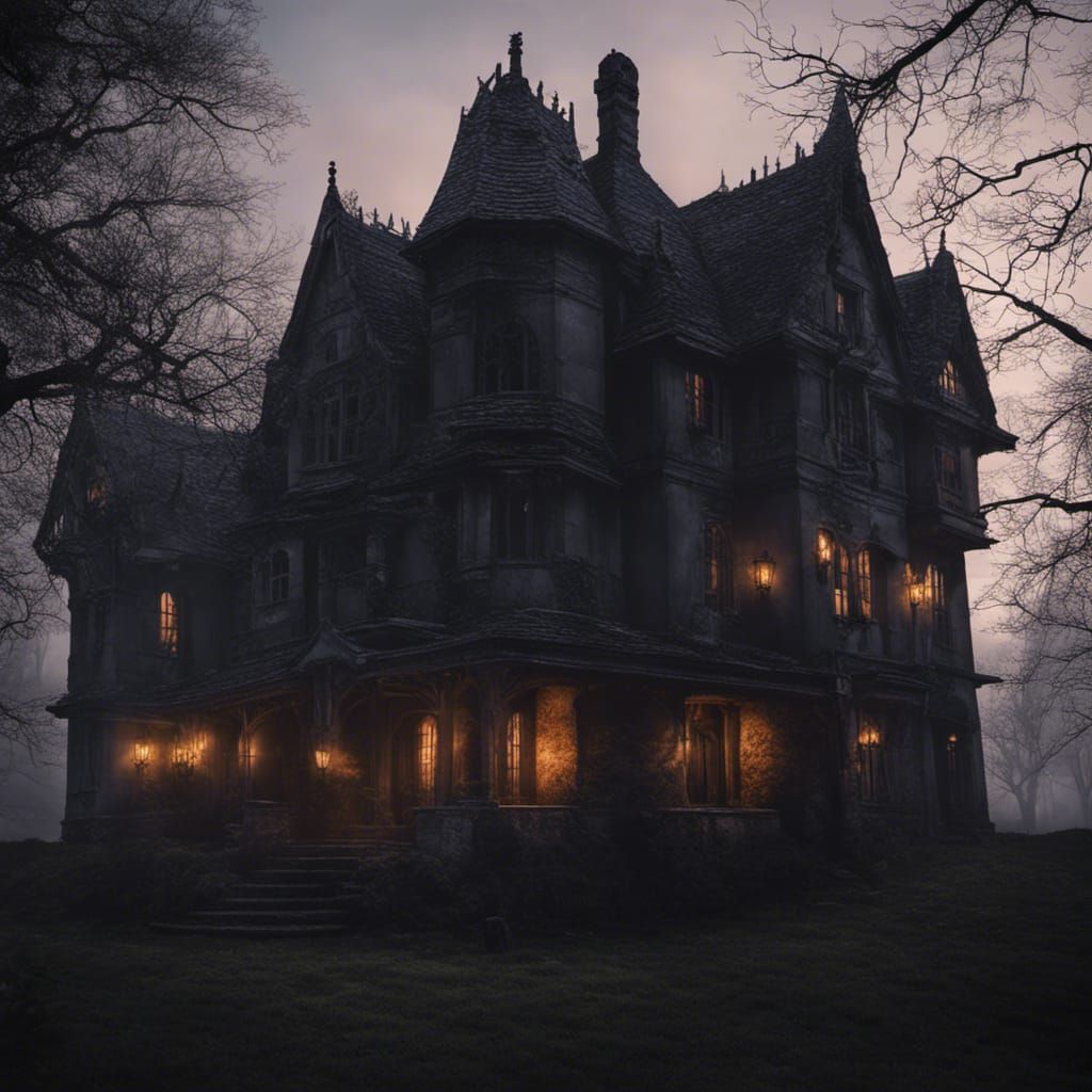 Old vampire manor in the wraith world at dusk