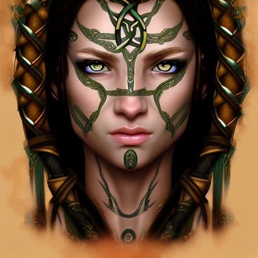 Celtic Warrior Portrait in Hyperrealistic Style