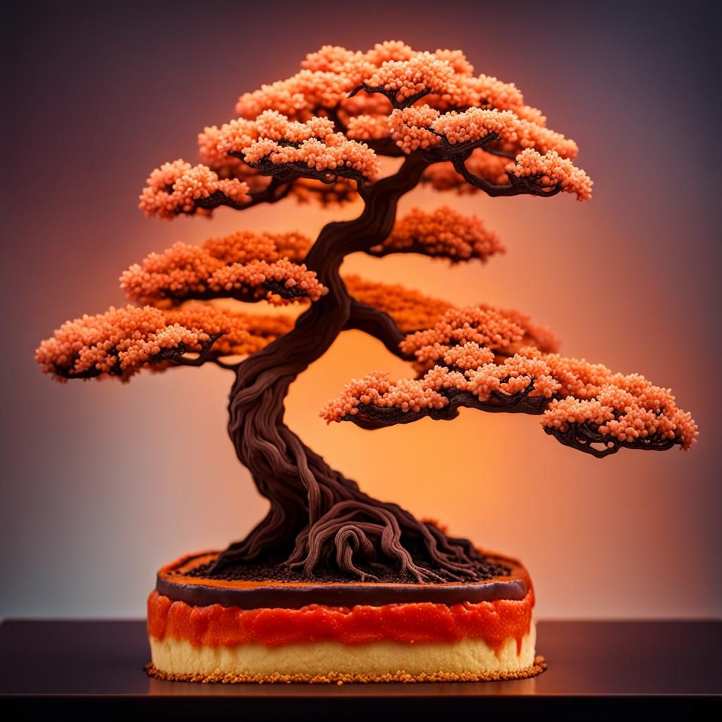 Bonsai Tree Cake: High Resolution Food Photography