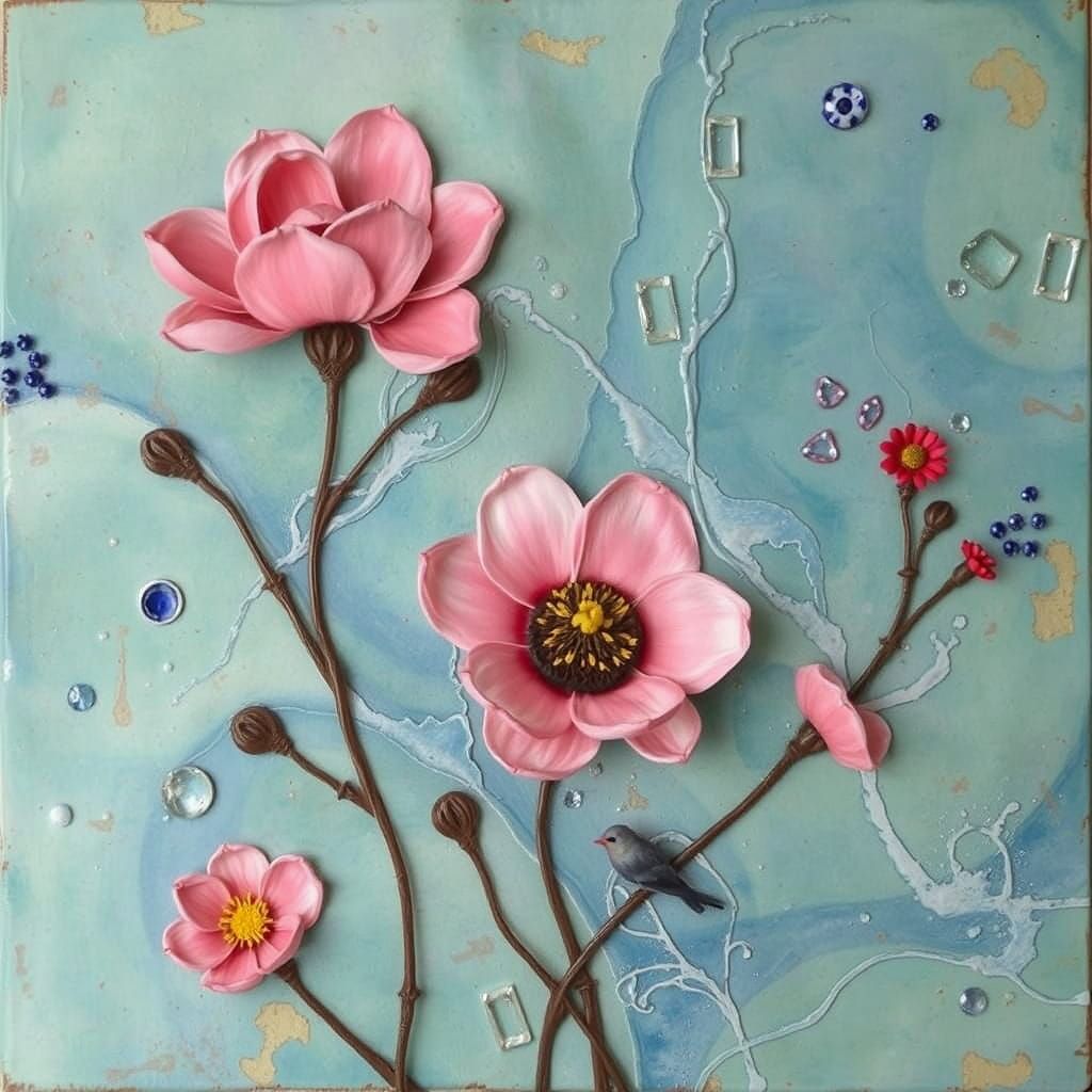 Abstract Encaustic Art: Vibrant Colors and Texture