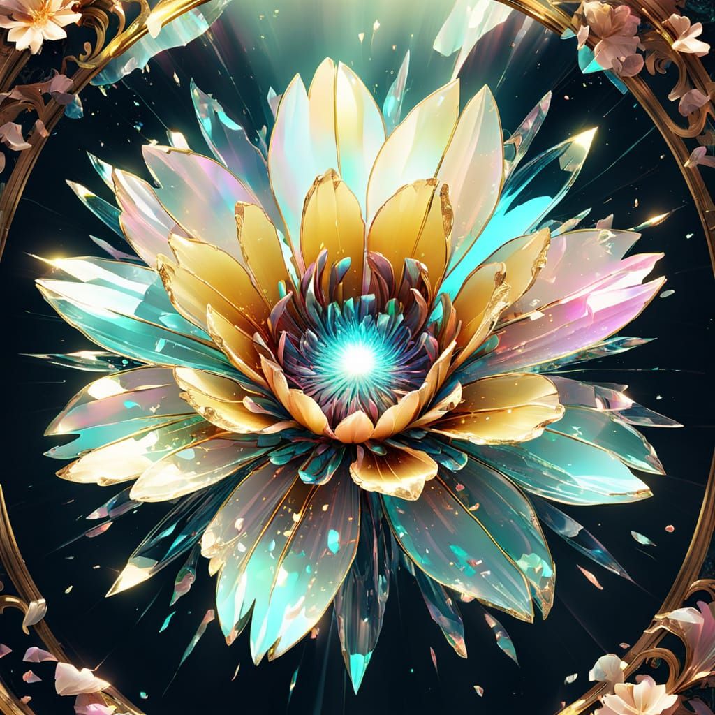 Glitched Flower in Surreal Digital Art Style