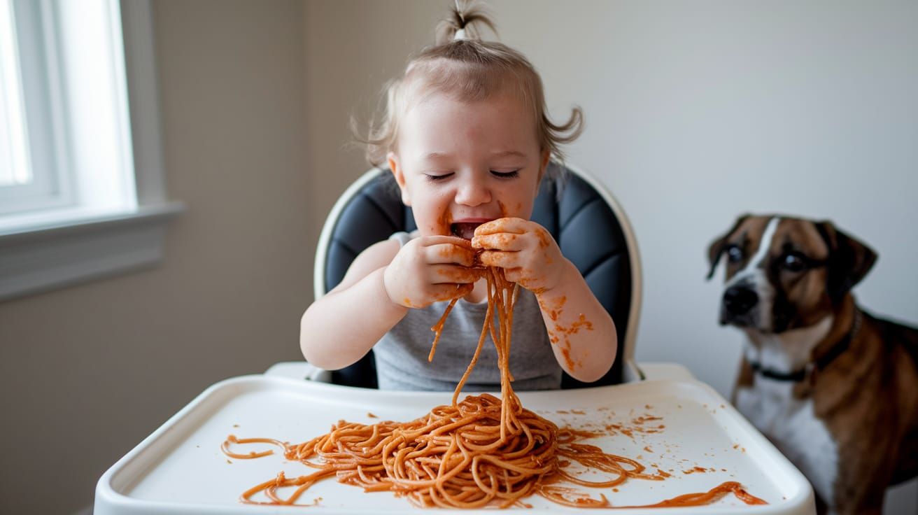 Toddler's Spaghetti Feast: A Joyful Mess